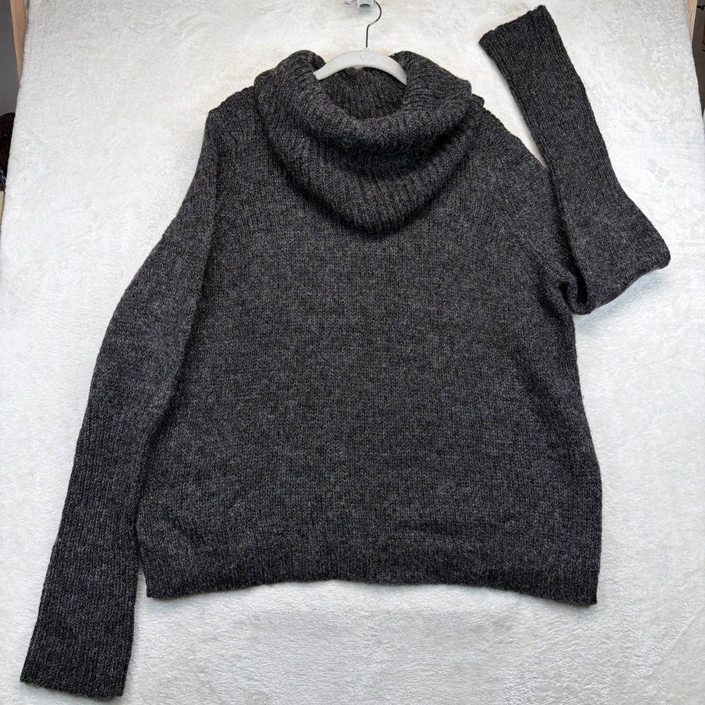 Soft Surroundings Mohair Wool Sweater Womens M Gray Cowl Neck Pullover